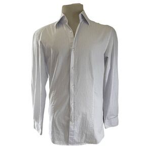 Hugo Boss Men Button Down Shirt Sz S Long Sleeves Regular Fit Gingham White & Pu